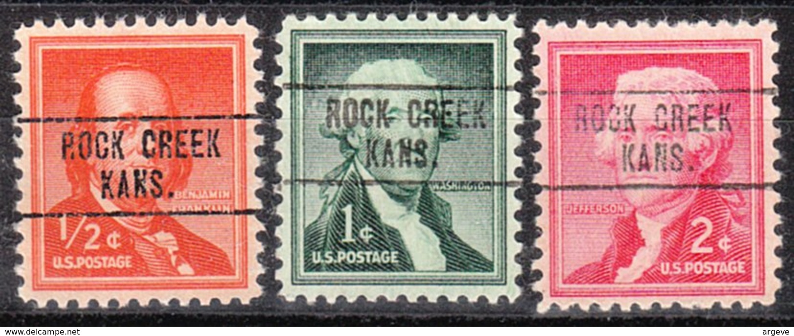 USA Precancel Vorausentwertung Preos Locals Kansas, Rock Creek 748, 3 Diff - Vorausentwertungen