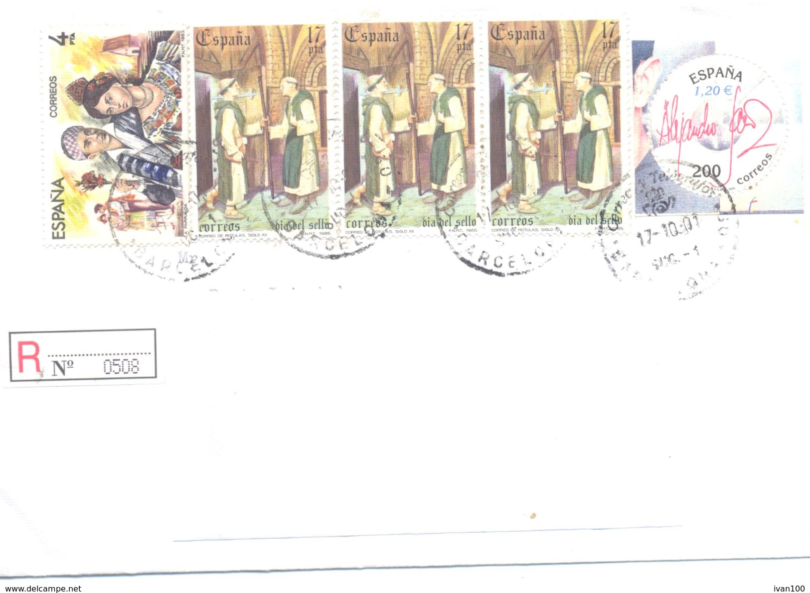 2001. Spain, He Letter Sent By Registered Post To Moldova - Briefe U. Dokumente