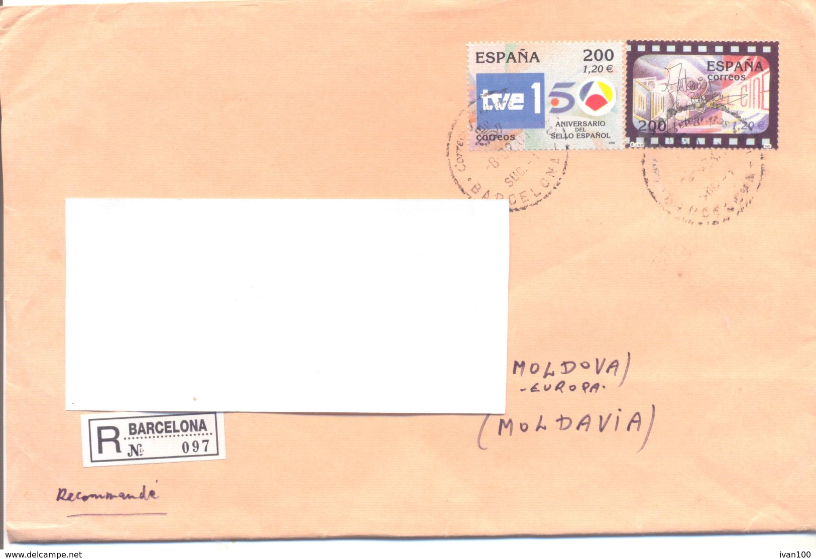 2001. Spain, He Letter Sent By Registered Post To Moldova - Brieven En Documenten