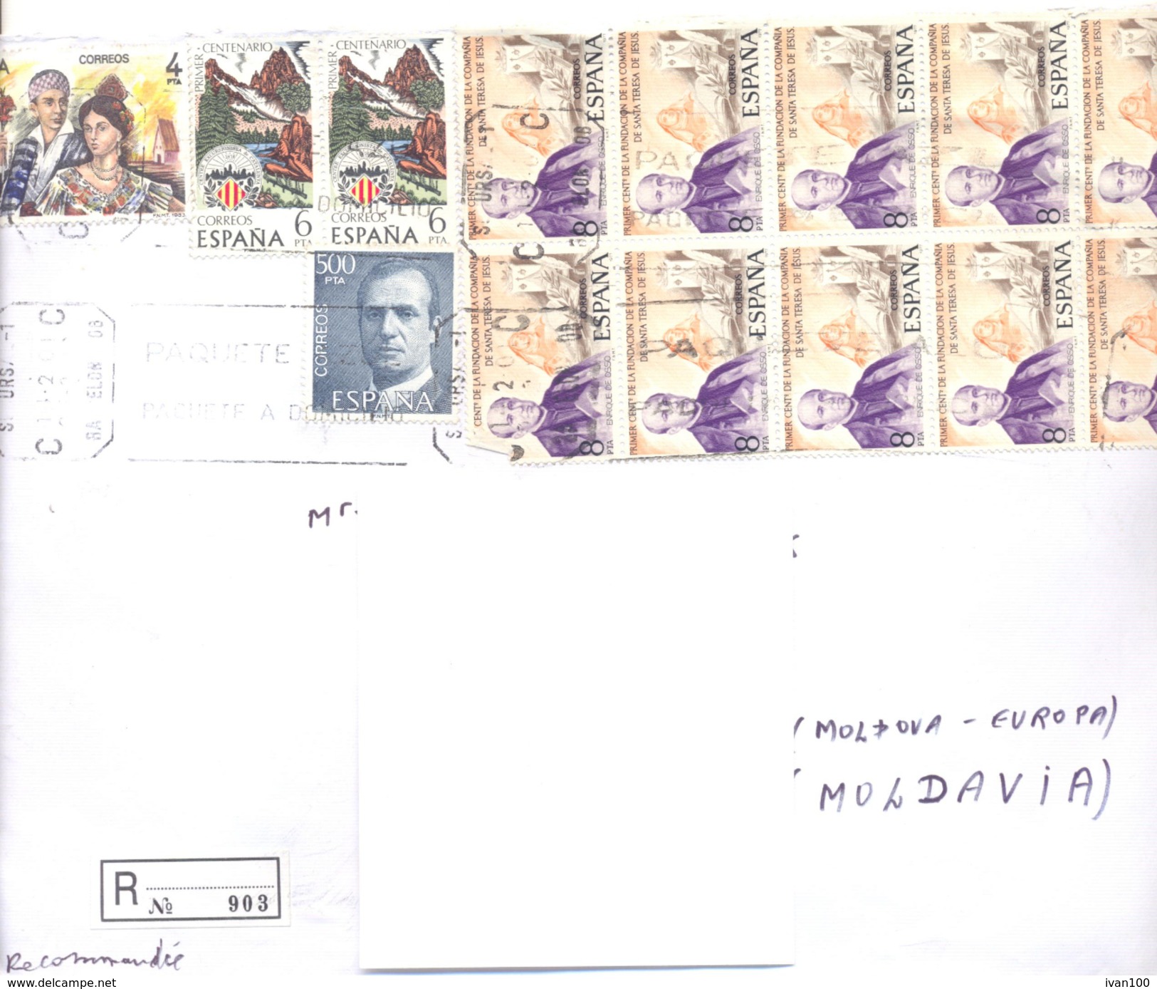 2001. Spain, He Letter Sent By Registered Post To Moldova - Brieven En Documenten