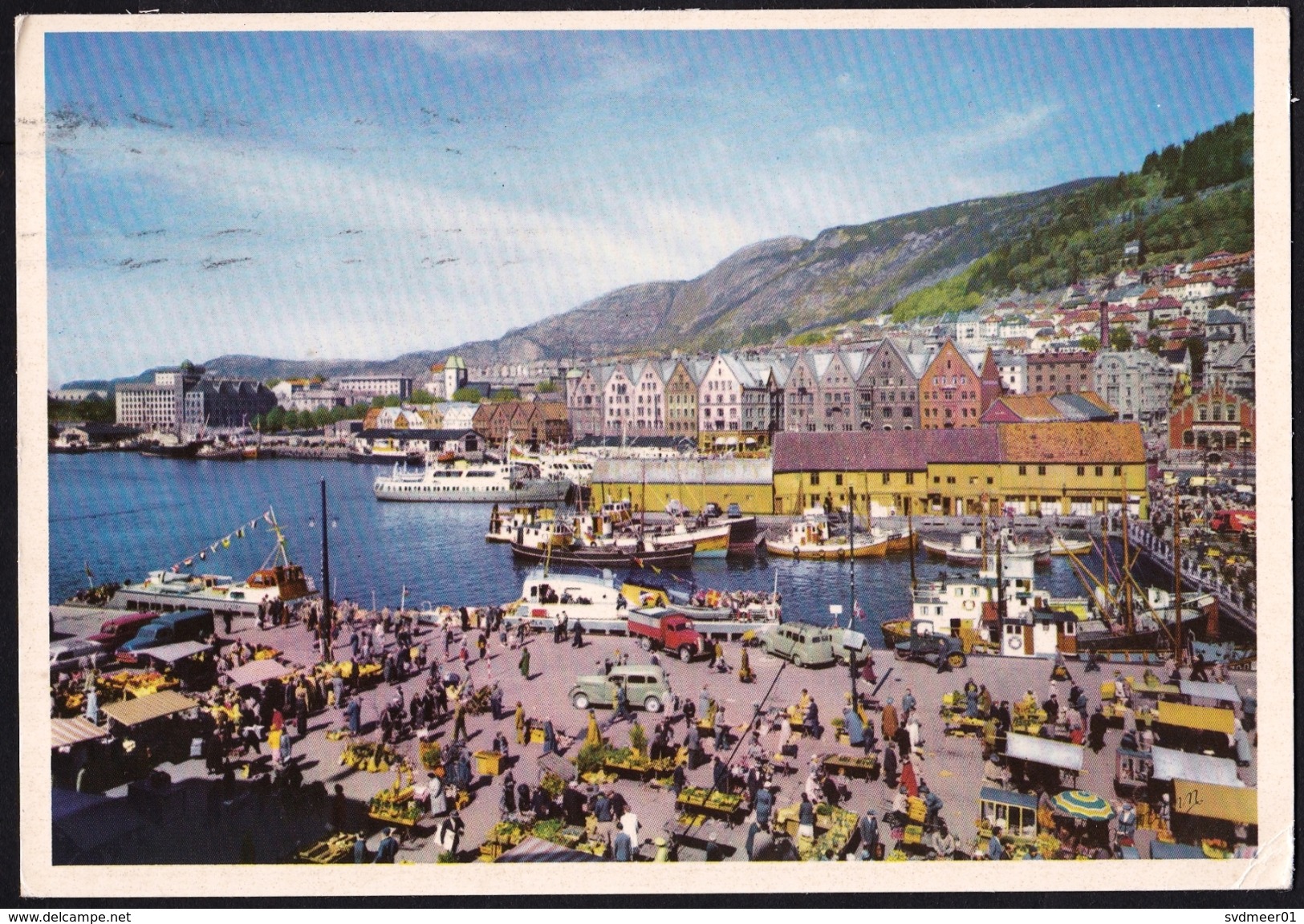 Norway: PPC Picture Postcard To Belgium, 1962, 1 Stamp, Cinderella Europe, Card: Harbour Bergen (traces Of Use) - Brieven En Documenten