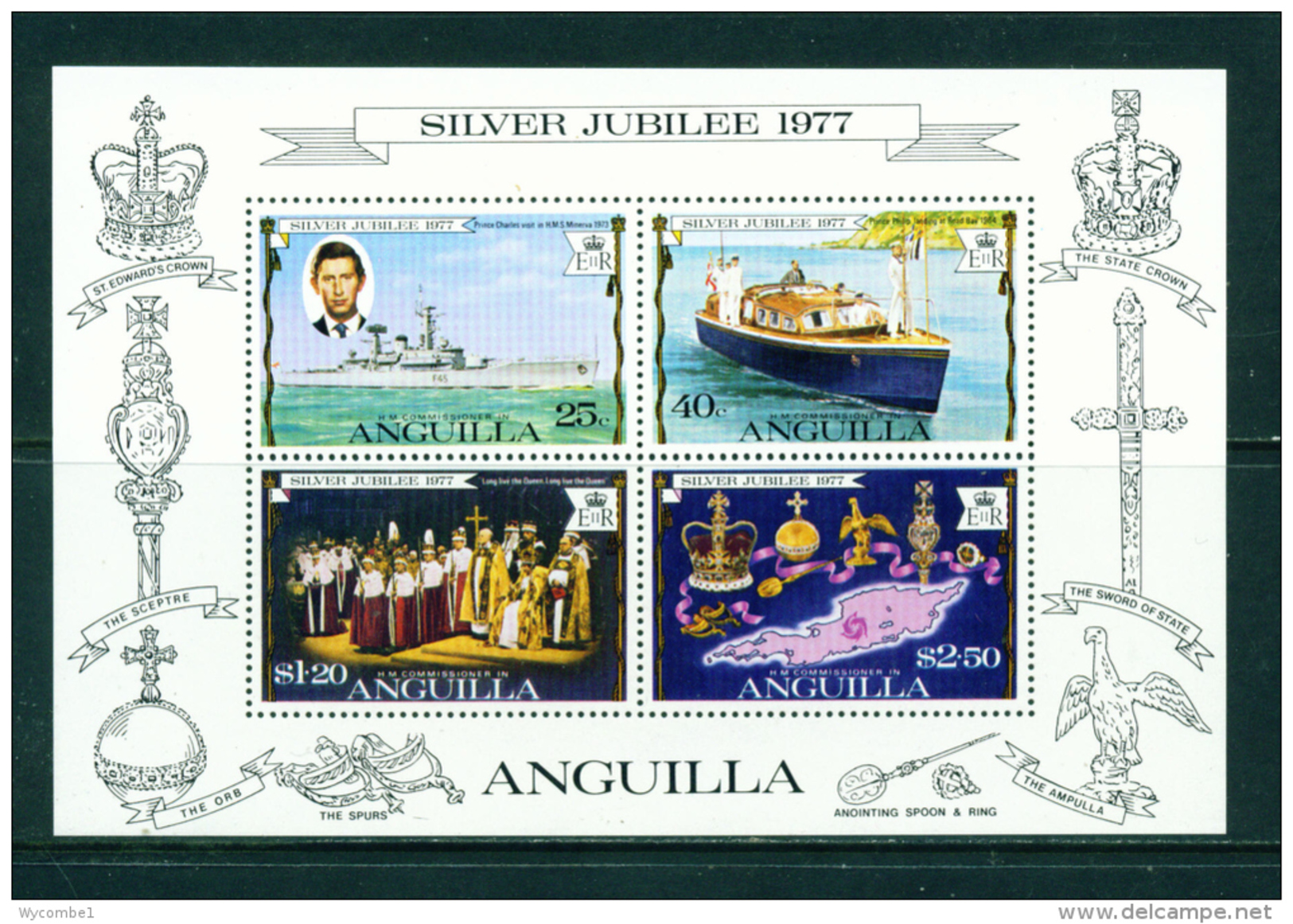 ANGUILLA - 1977 Silver Jubilee Miniature Sheet Unmounted Mint - Anguilla (1968-...)