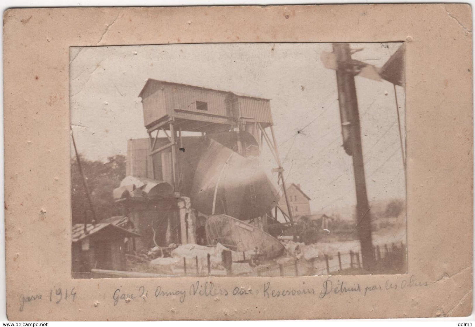 Photo Originale Gare De ORMOY VILLERS Réservoir Détruit Par Les Allemands - Guerre, Militaire