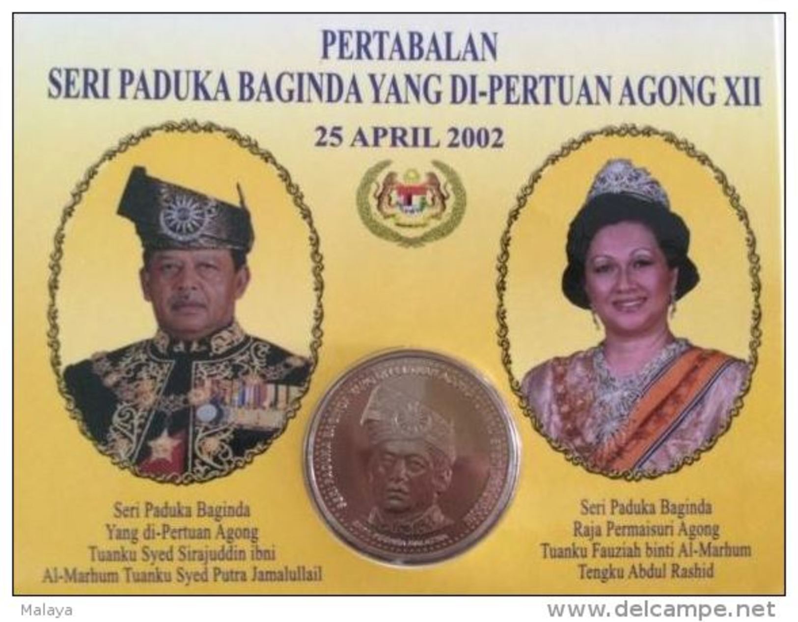 Malaysia  2002 1 Ringgit Nordic Gold Coin BU  Agong Perlis - Malaysia