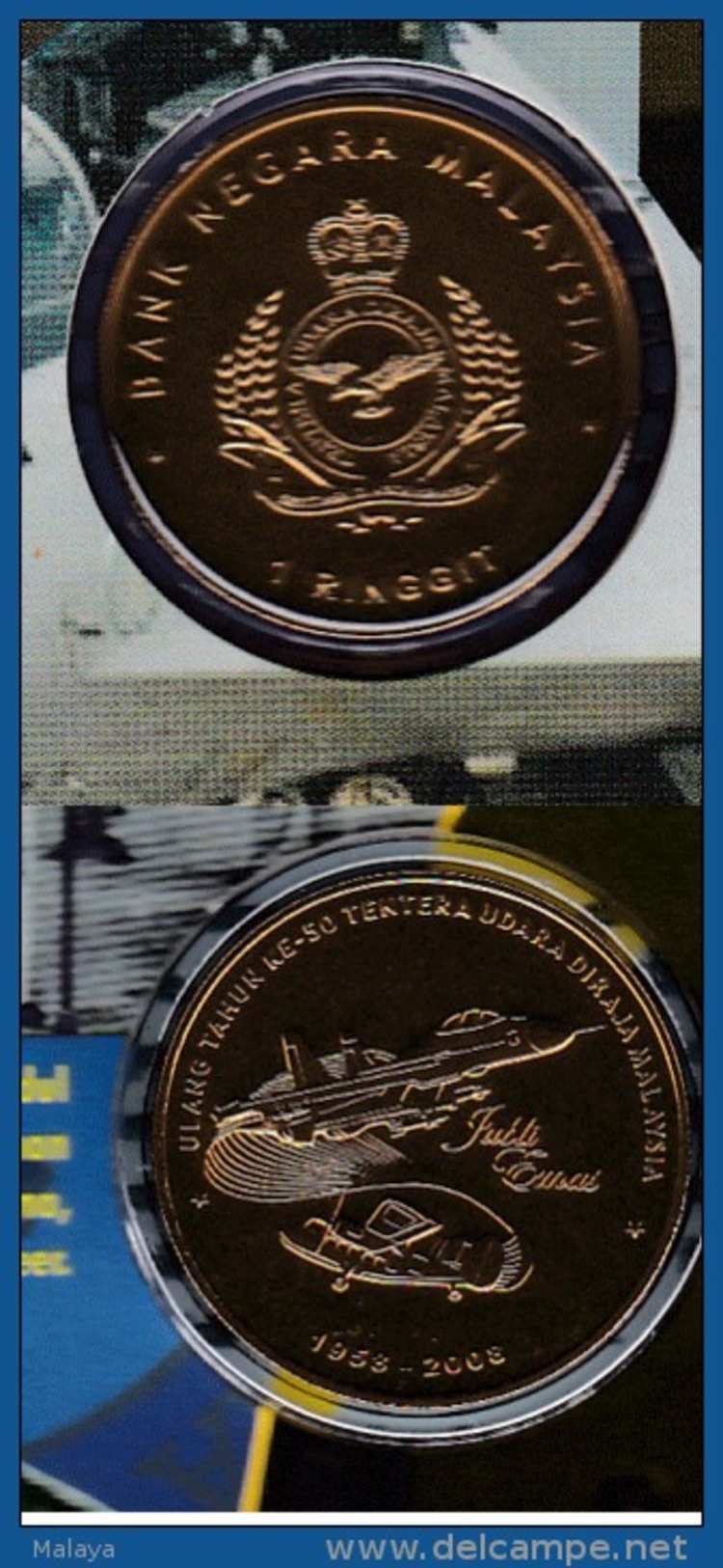 Malaysia 2008 1 Ringgit Nordic Gold Coin BU 50th Anniversary Of The Royal Malaysian Air Force - Malaysie