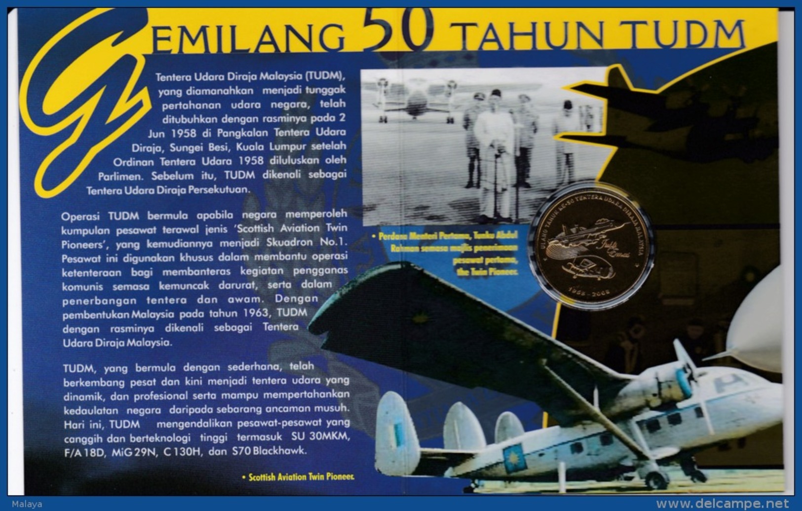 Malaysia 2008 1 Ringgit Nordic Gold Coin BU 50th Anniversary Of The Royal Malaysian Air Force - Malaysie