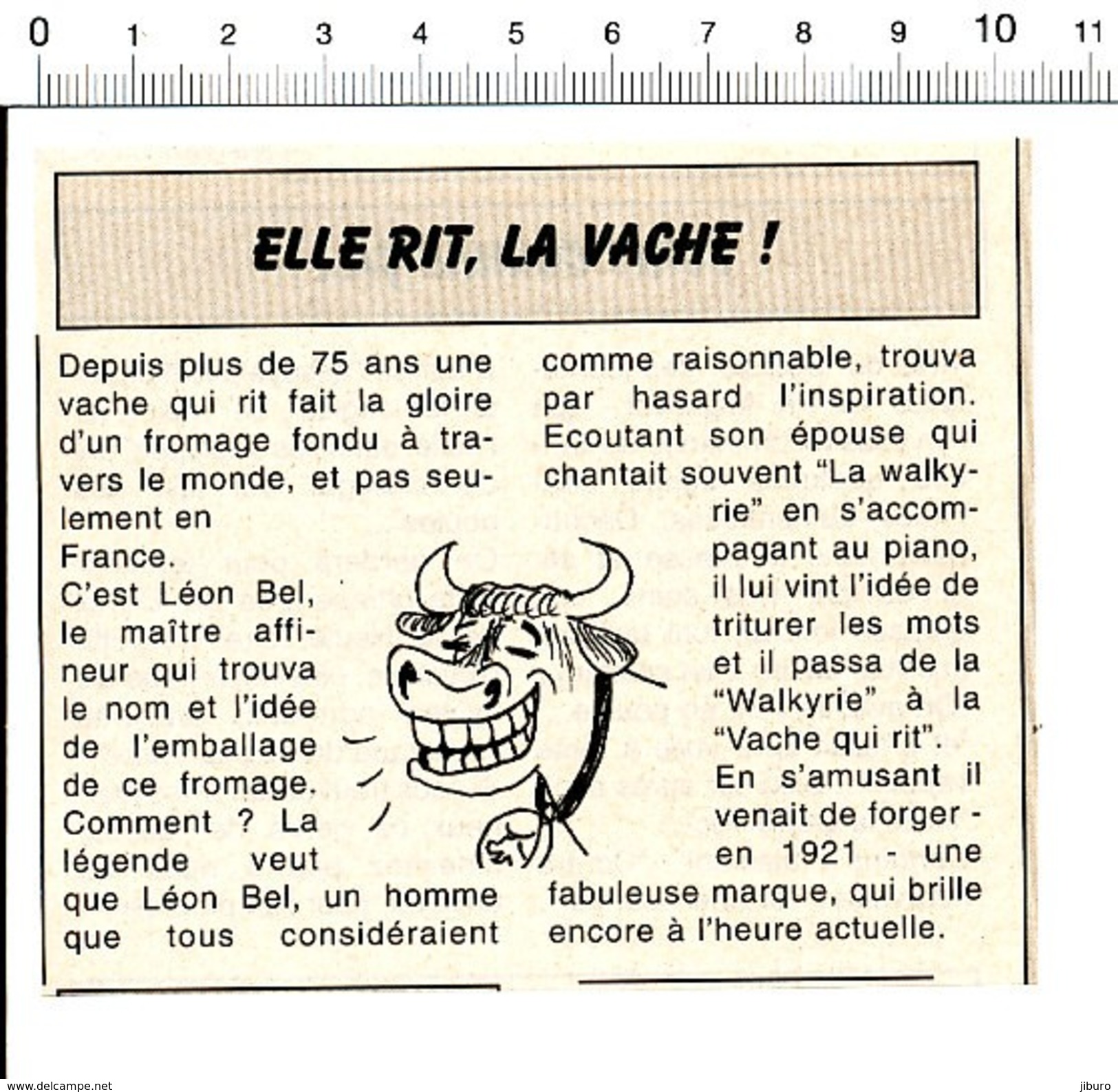 Humour Histoire De La Vache Qui Rit .... Léon Bel ... Chanson Walkyrie 198PF27 - Unclassified