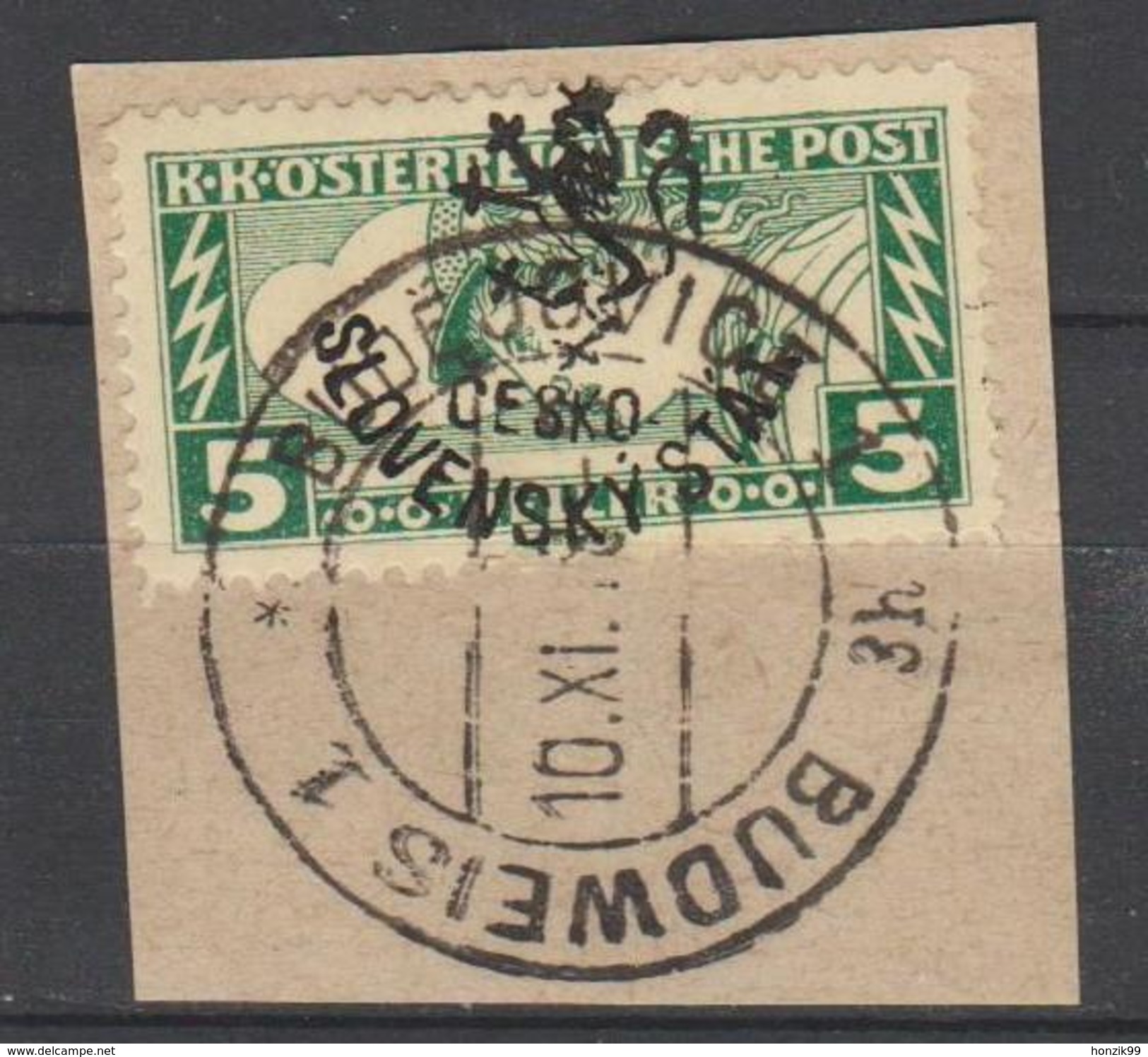 Tchécoslovaquie 1918, Obliteré Sur Fragment, Emision Locale, Non Signé - Gebraucht