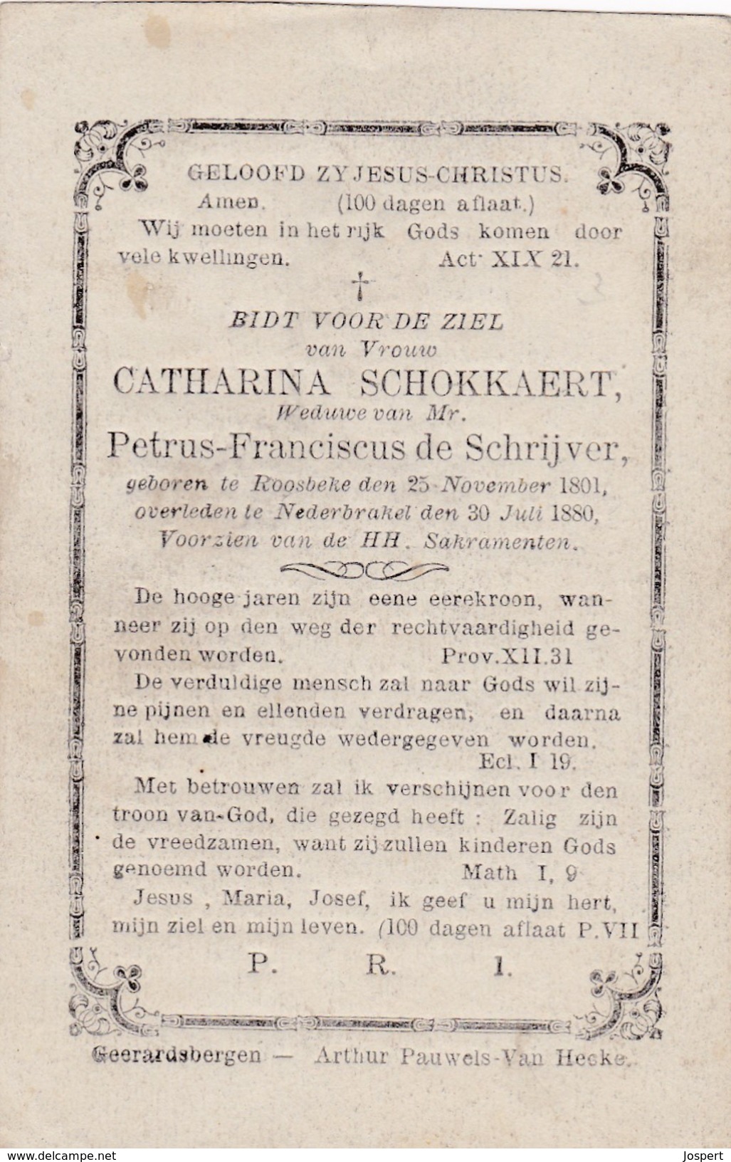 Roosbeke, Rosebeke,Nederbrakel, 1880, Catharina Schokkaert, De Schrijver - Religion & Esotérisme