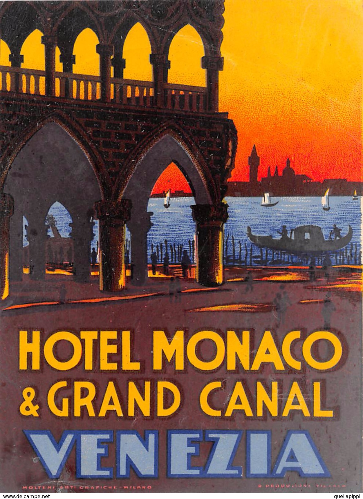 D5878 "HOTEL MONACO & GRAND CANAL - VENEZIA - ITALY" ETICHETTA ORIGINALE - ORIGINAL LABEL - Etiquetas De Hotel