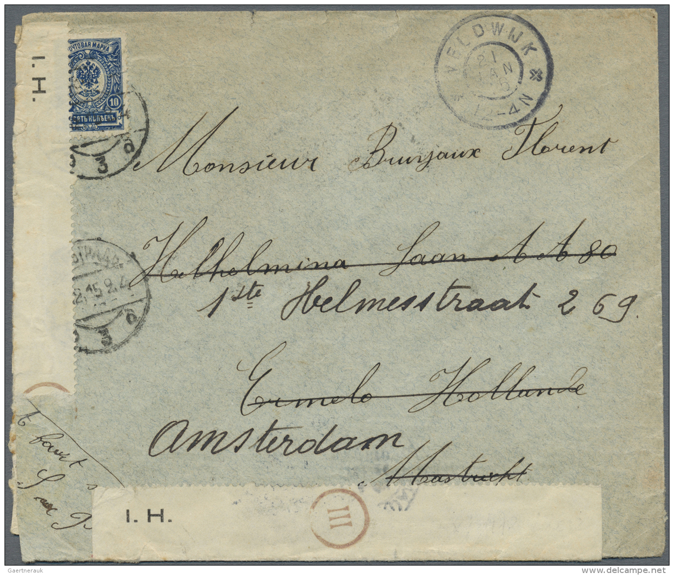 Russland: 1915, 10 K Blue Single Franking On Cover From Petrograd, 8.12.15, Addressed To Ermelo In The Netherlands And M - Briefe U. Dokumente