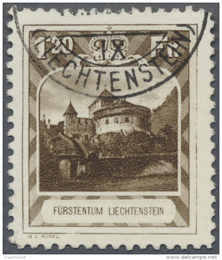 Liechtenstein: 1930, Freimarke Landschaften: 1.20 Fr. Schlo&szlig; Vaduz In Z&auml;hnung 10&frac12; Mit Sauberem Teil-Ru - Gebraucht