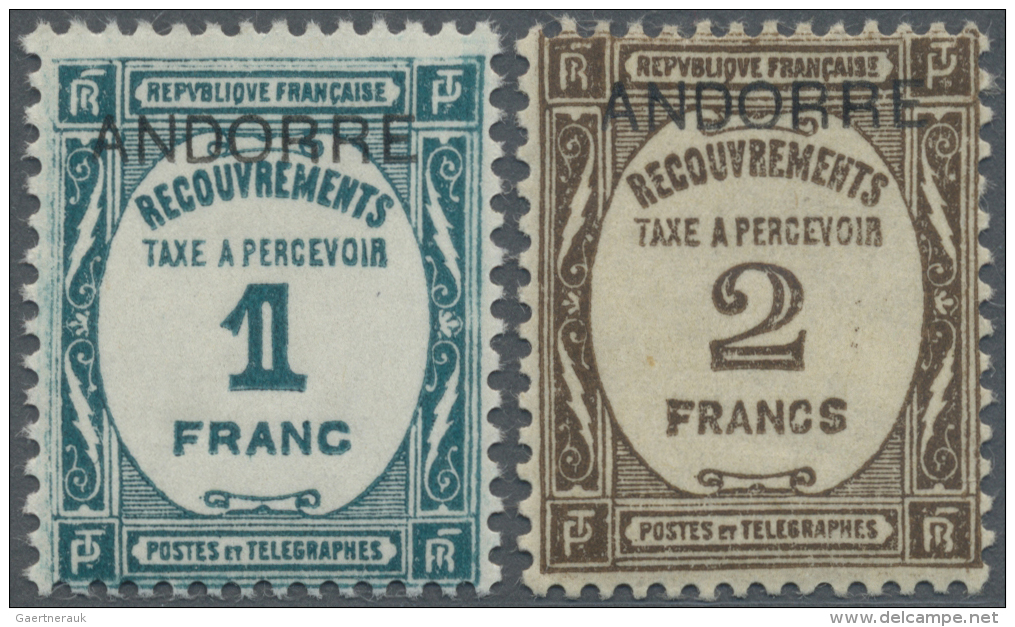 Andorra - Franz&ouml;sische Post - Portomarken: 1932, Postauftrags-Portomarken Von Frankreich Mit Aufdruck "ANDORRE", Ei - Covers & Documents