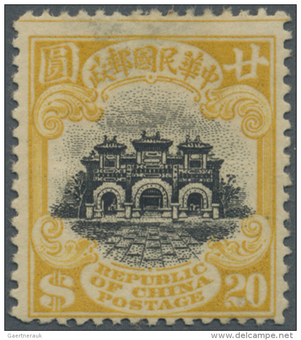 China: 1917, Peking Printing, Hall Of Classics $20, Unused Mounted Mint, Small Thins In Margin On Reverse, By Far The Ra - Brieven En Documenten