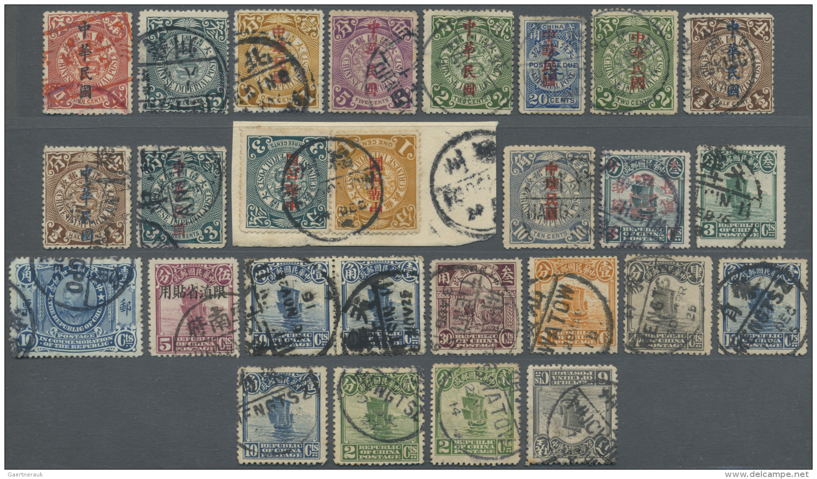 China: 1908/32, Used (32) With A Variety Of Postmarks (inc. An Surcharge Invert - As Is). - 1912-1949 Republiek