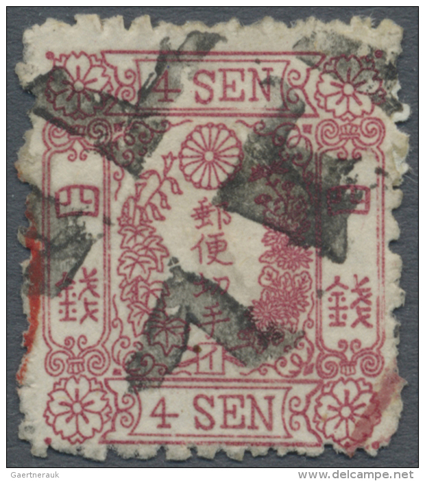 Japan: 1874, Cherry Blossoms 4 S. Rose Syll. 1 Canc. Crossroads Of Hiogo And Traces Of Red Paid All/SF Daters, Clean Con - Gebruikt