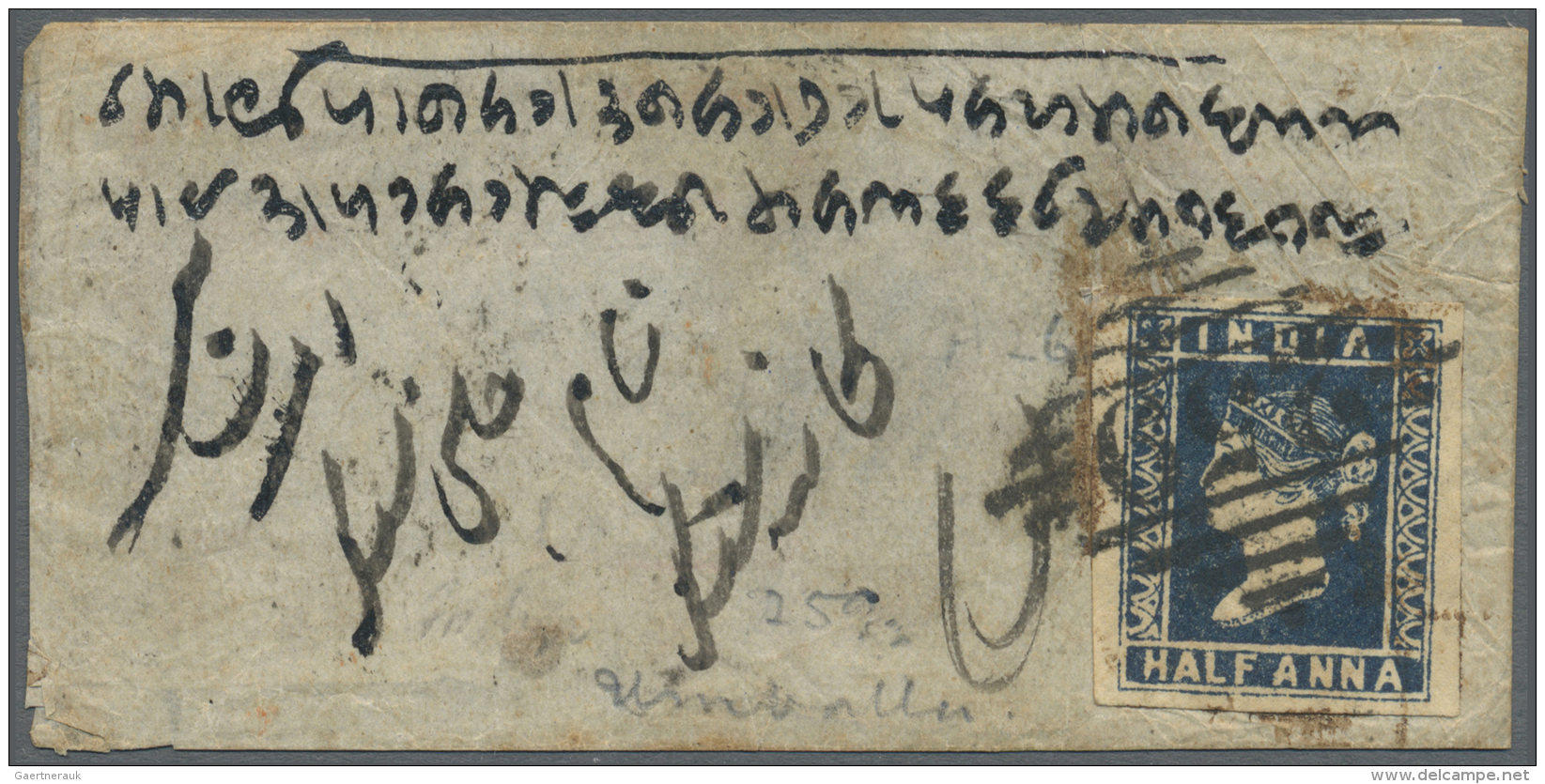 Indien: 1854-55: Two Covers Franked By Singles &frac12;a. Blue Of Die I, With &frac12;a. Deep Blue On Small 1856 Cover F - 1854 Britse Indische Compagnie