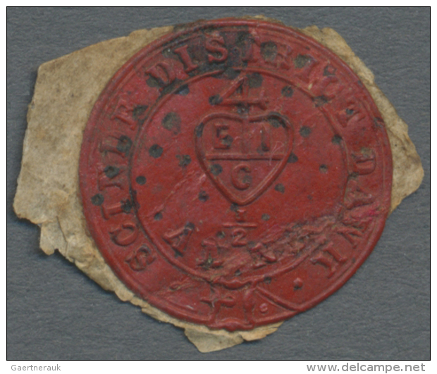 Indien: 1852 Scinde Dawk &frac12;a. Scarlet, Embossed On Sealing Wax, Used On Small Piece And Cancelled By Diamond Of Do - 1852 Provincie Sind