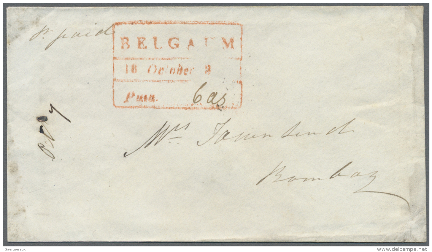 Indien - Vorphilatelie: 1840 (c.) - BELGAUM: Two Covers From Belgaum Bearing Different Trisected Datestamps, I.e. 1) Cov - ...-1852 Voorfilatelie