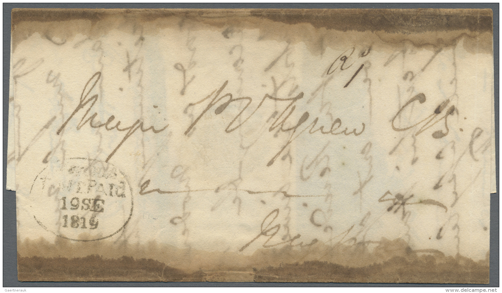 Indien - Vorphilatelie: 1819 "MADRAS/POST PAID/19SE/1819" Oval Datestamp In Black (Giles 7) On Folded Letter Addressed ' - ...-1852 Voorfilatelie