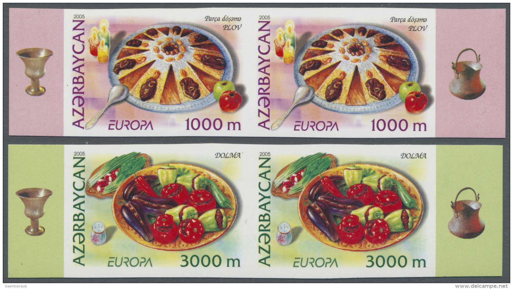 Thematik: Nahrung / Food: 2005, Azerbaijan. Complete Europa Set In 2 Imperforate, Horizontal Margin Pairs Showing "Plov" - Food