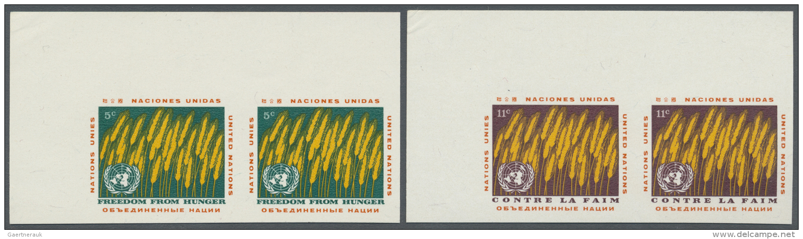 Thematik: Nahrung / Food: 1963, UN New York. Complete Set "Freedom From Hunger" In 2 Imperforated Corner Pairs Showing " - Levensmiddelen