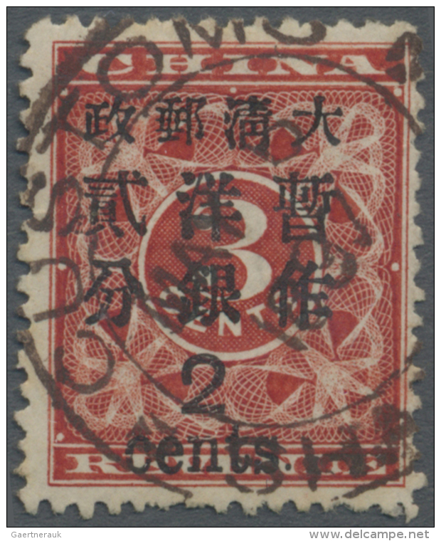 China: 1897, Red Revenue 2 / Cents. On 3 C. Canc. Brown "CUSTOMS SHA (NGHAI) MAY 6 1897" (Michel Cat. 300.-). - 1912-1949 Republiek