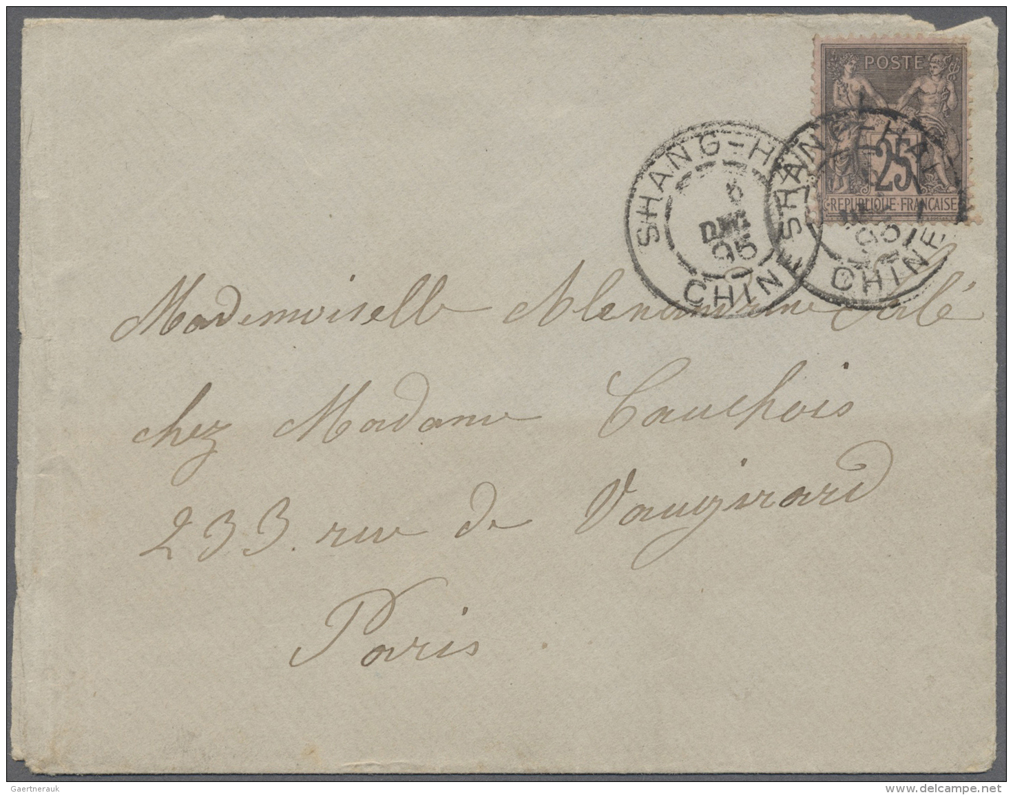 China: 1894, Dowager 3 Ca. Tied Blue Seal "Tientsin" To Reverse Of Small Envelope (file Bend At Left) W. Blue Customs Da - 1912-1949 Republiek