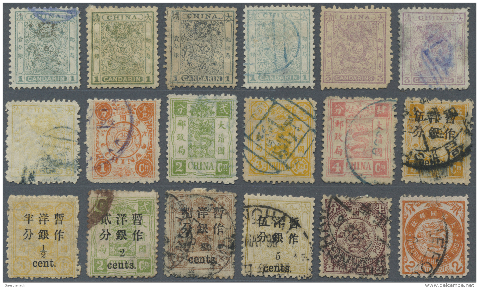 China: 1883/97, Mint And Mostly Used Small Dragons, Dowager, Cents Surcharges And Litho Issue (25) On Two Stockcards. - 1912-1949 Republiek