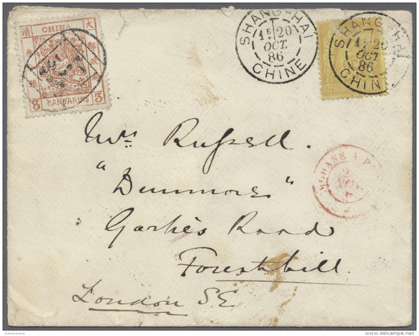 China: 1882, Large Dragon Thick Paper 3 Ca. Brownish Red Canc. Seal "Shanghai" On Small Cover W. On Reverse "CUSTOMS SHA - 1912-1949 Republiek