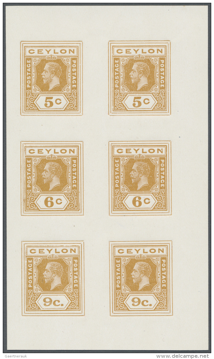 Ceylon / Sri Lanka: 1913 (c.): KGV. Composite Die Proof For Postal Stationery 5c., 6c. And 9c. X Two Impression Each In - Sri Lanka (Ceylon) (1948-...)