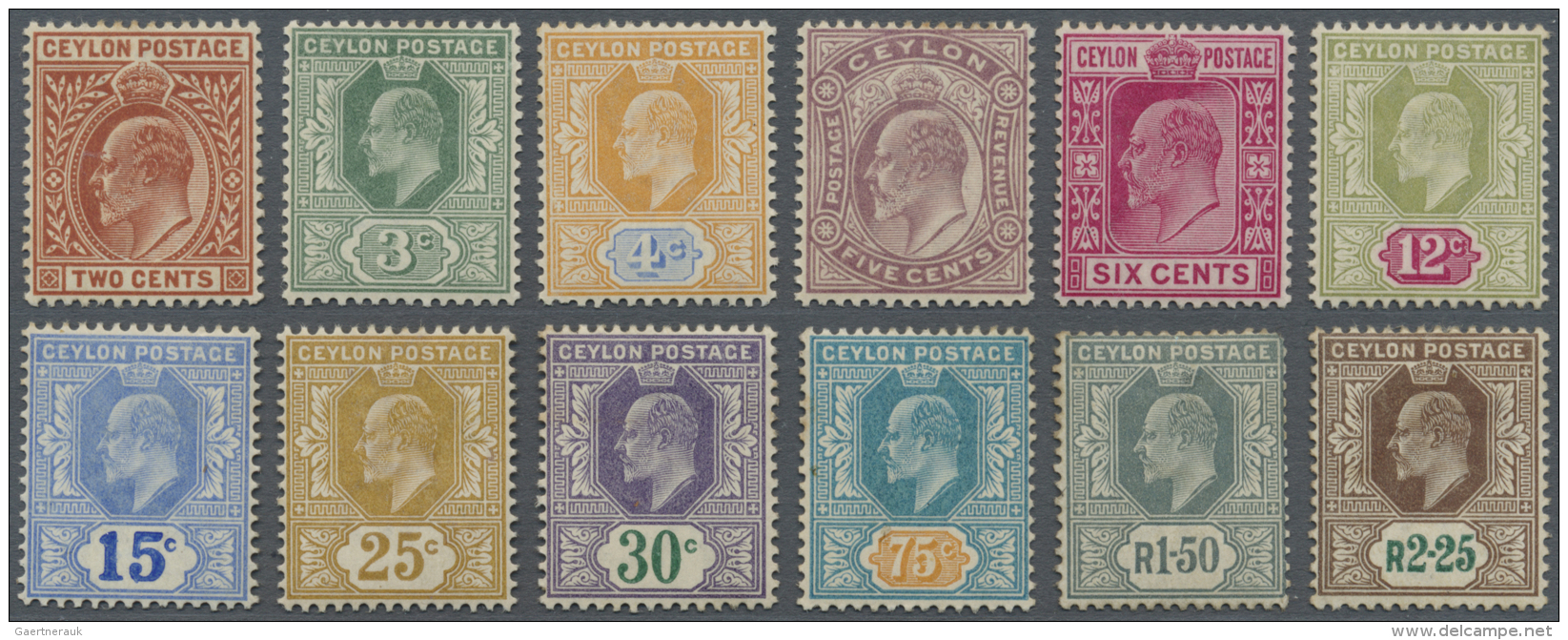 Ceylon / Sri Lanka: 1903/1905, 2c. To 2r.25, Wm Crown CA, Complete Set Of Twelve Value, Fresh Colours, Mint O.g., Few Im - Sri Lanka (Ceylon) (1948-...)