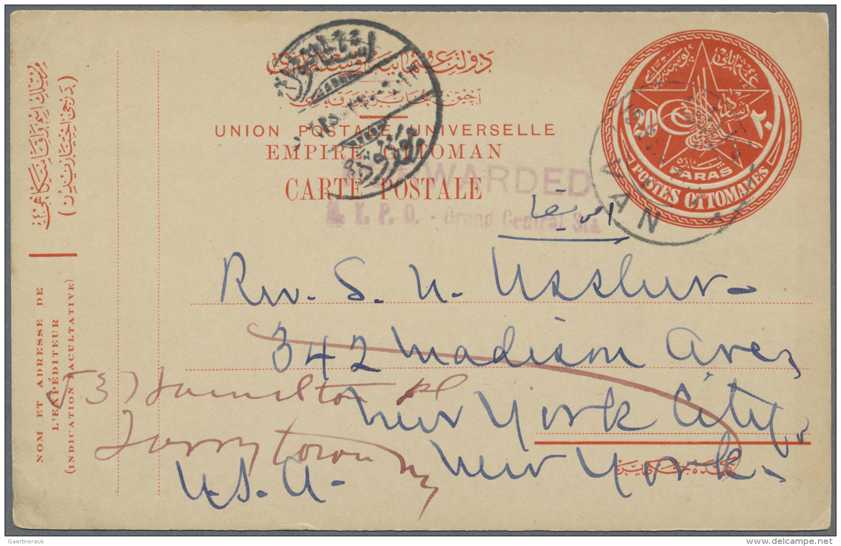 Armenien - Stempel: 1914, (15/Aug.), 20 Para Red Postal Stationery Card Tied By "VAN 1" Cds. And Transit Mark "Istanbul - Armenië