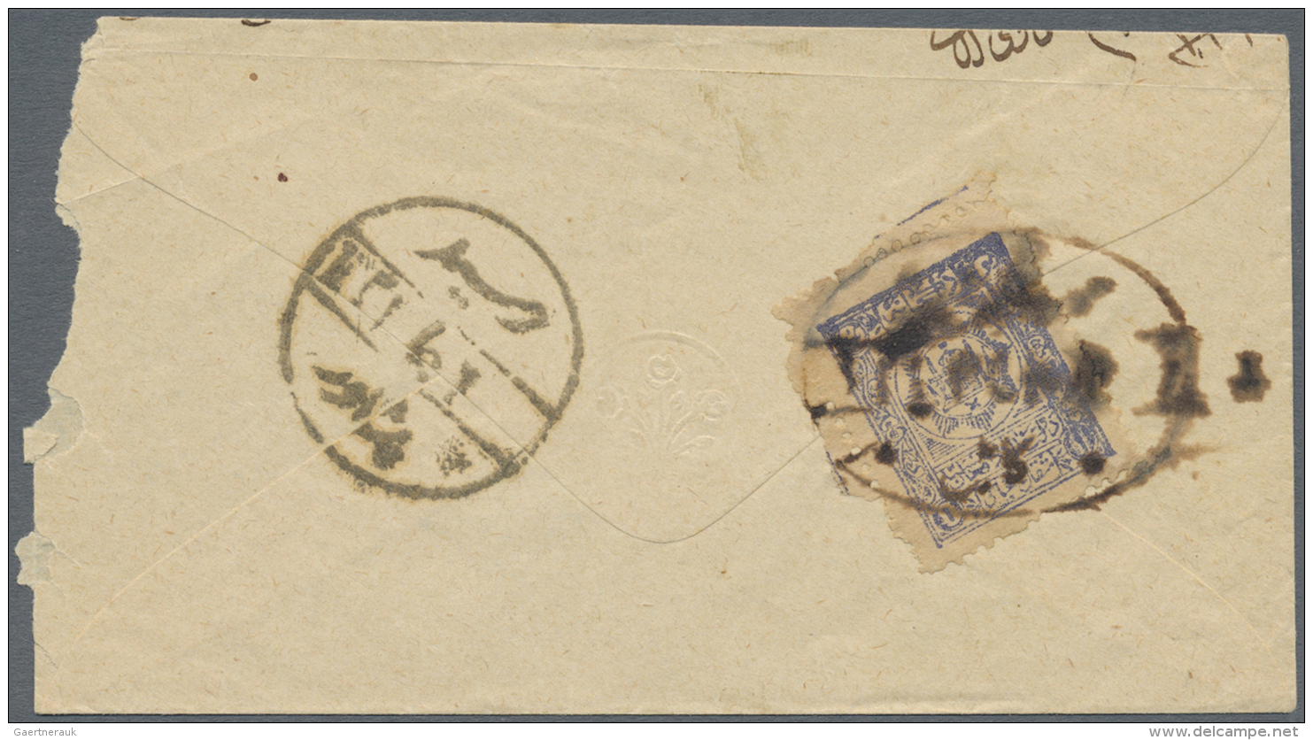 Afghanistan: 1909, 1ab. Ultramarine, Single Franking On Reverse Of Cover (roughly Opened). - Afghanistan