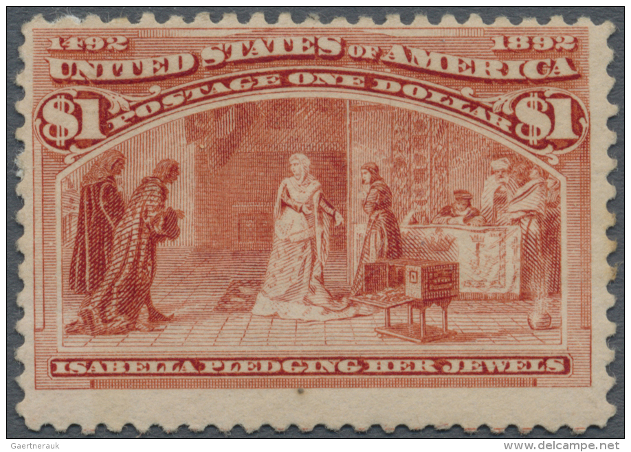 Vereinigte Staaten Von Amerika: 1893, Columbus, $1 Salmon, Fresh Colour, Well Perforated, Mint O.g. With Paper Adhesions - Ongebruikt