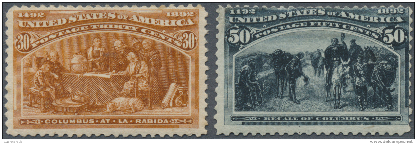 Vereinigte Staaten Von Amerika: 1893, Columbus, 30c. Orange Brown And 50c. Slate, Two Values, Fresh Colours, Mint O.g., - Ongebruikt