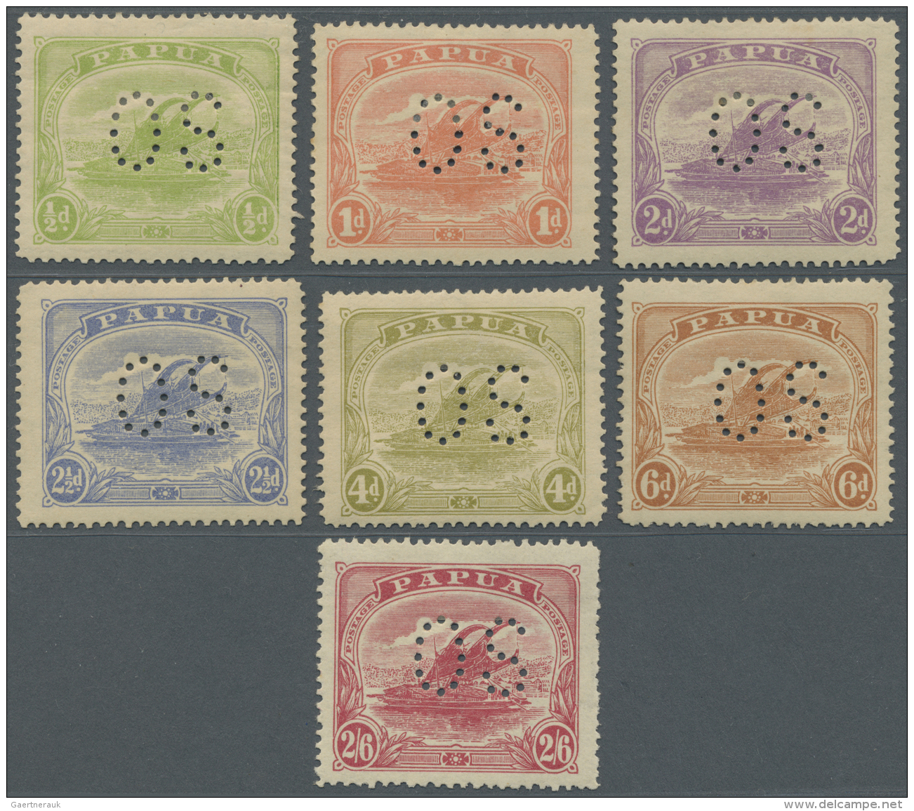 Papua - Dienstmarken: 1911, Lakatois &frac12;d. Yellow-green To 2s6d. Rose-carmine, Seven Different Stamps (missing 1s. - Papoea-Nieuw-Guinea