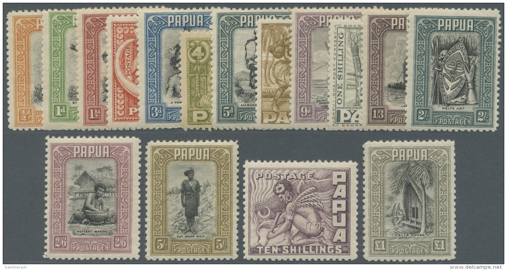 Papua: 1932, Pictorial Definitives Complete Set Of &pound;1, Mint Never Hinged, Scarce Set! SG. &pound; 550 For A Hinged - Papua New Guinea