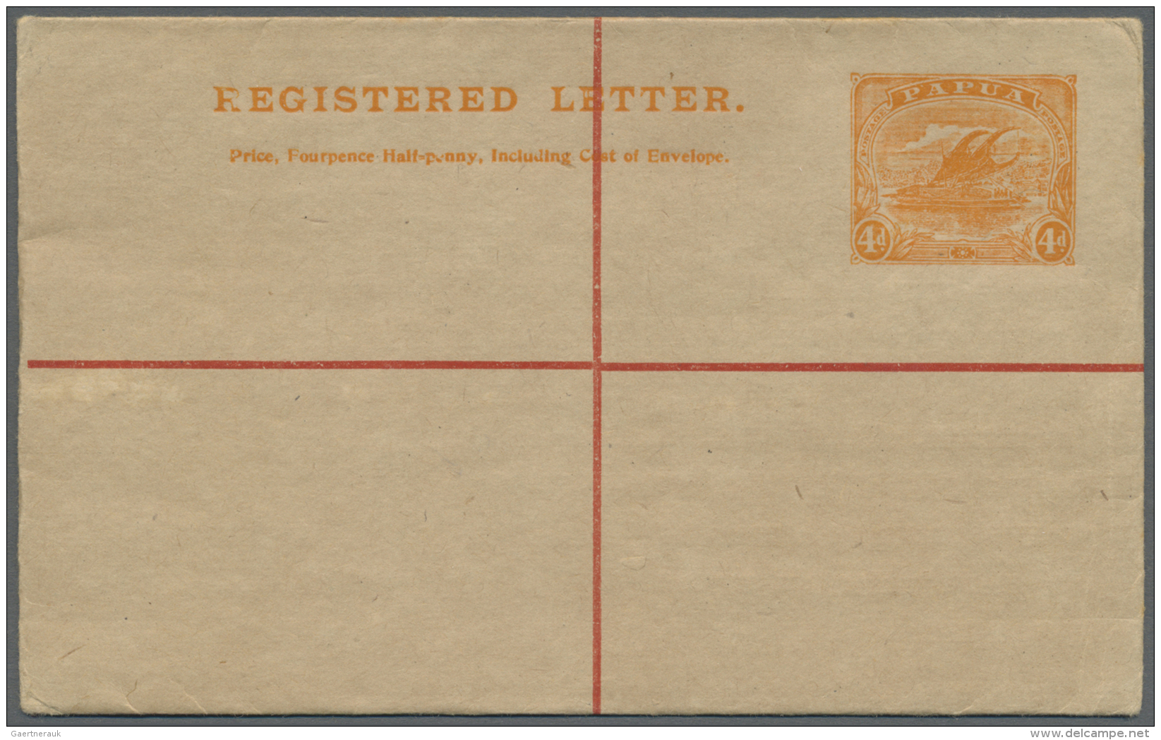Papua: 1917, 4d. R-Ganzsachen-Umschlag Ungebraucht, Leichte Spuren. - Papua New Guinea