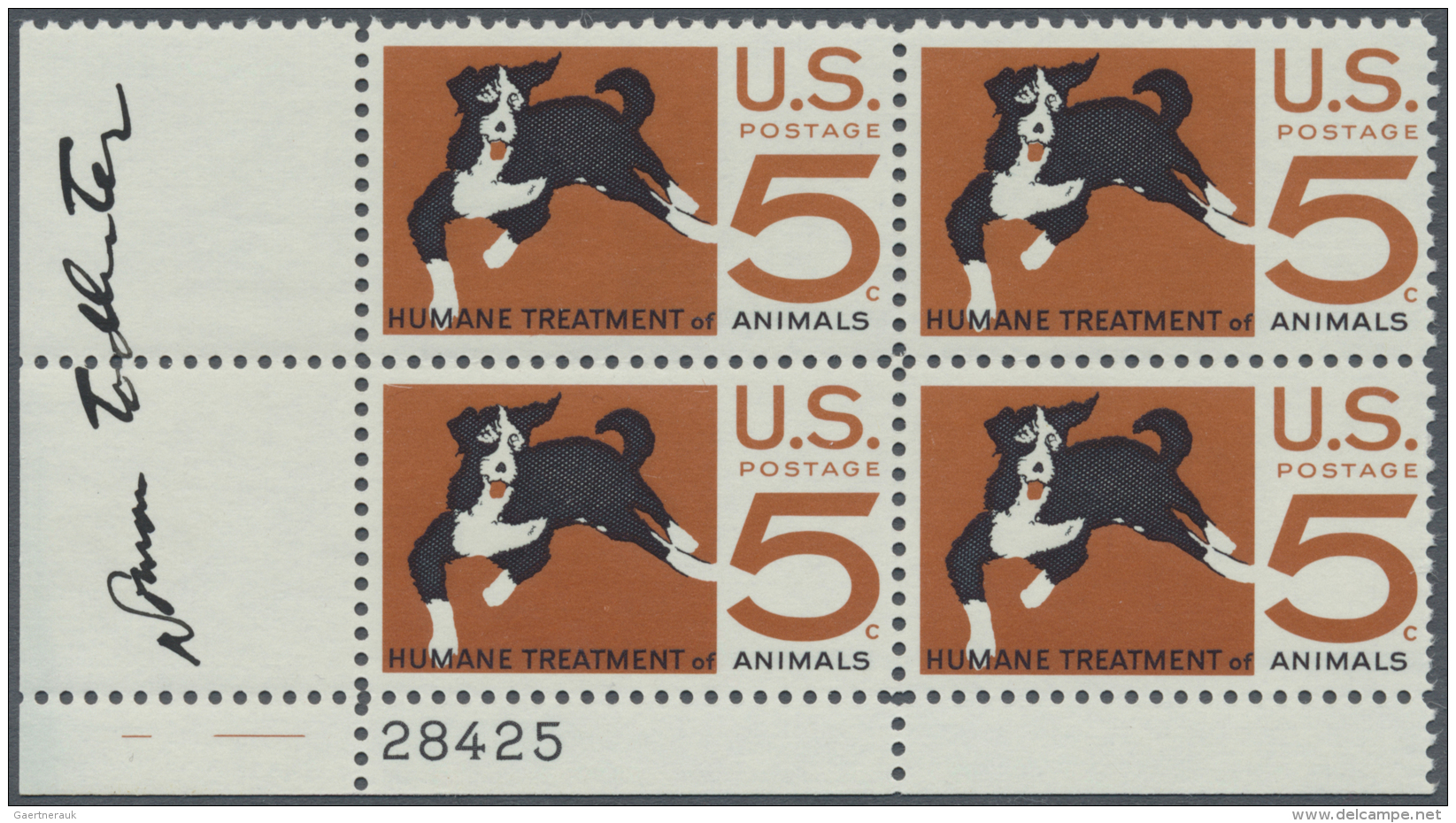 Thematik: Tiere-Hunde / Animals-dogs: 1966, USA. Corner Block Of 4 Of The Issue "Humane Treatment Of Animals" Showing MO - Honden