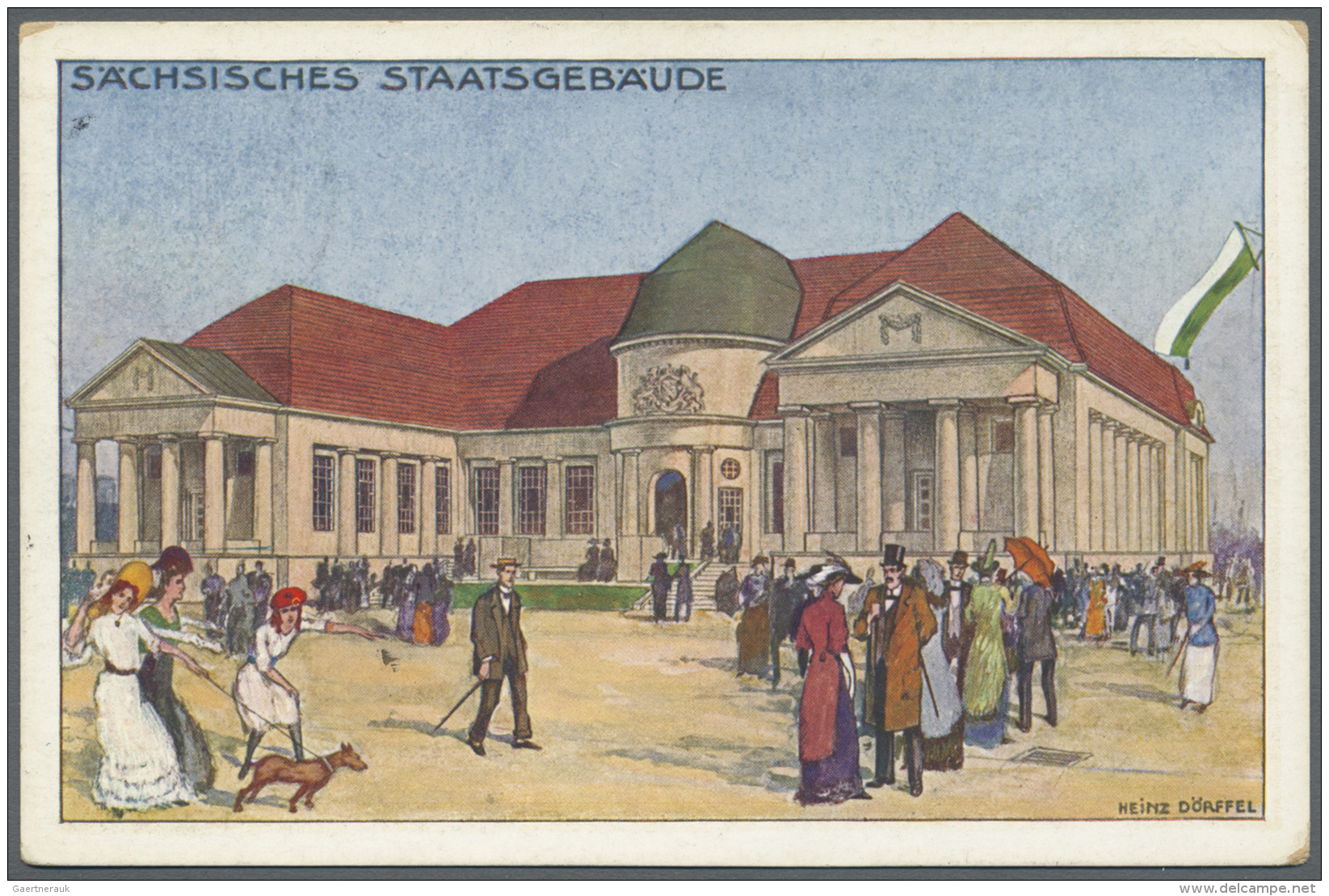 Thematik: Tiere-Hunde / Animals-dogs: 1913, Dt. Reich. Privat-Postkarte 5 Pf Germania "Baufachausstellung, Leipzig" Mit - Chiens