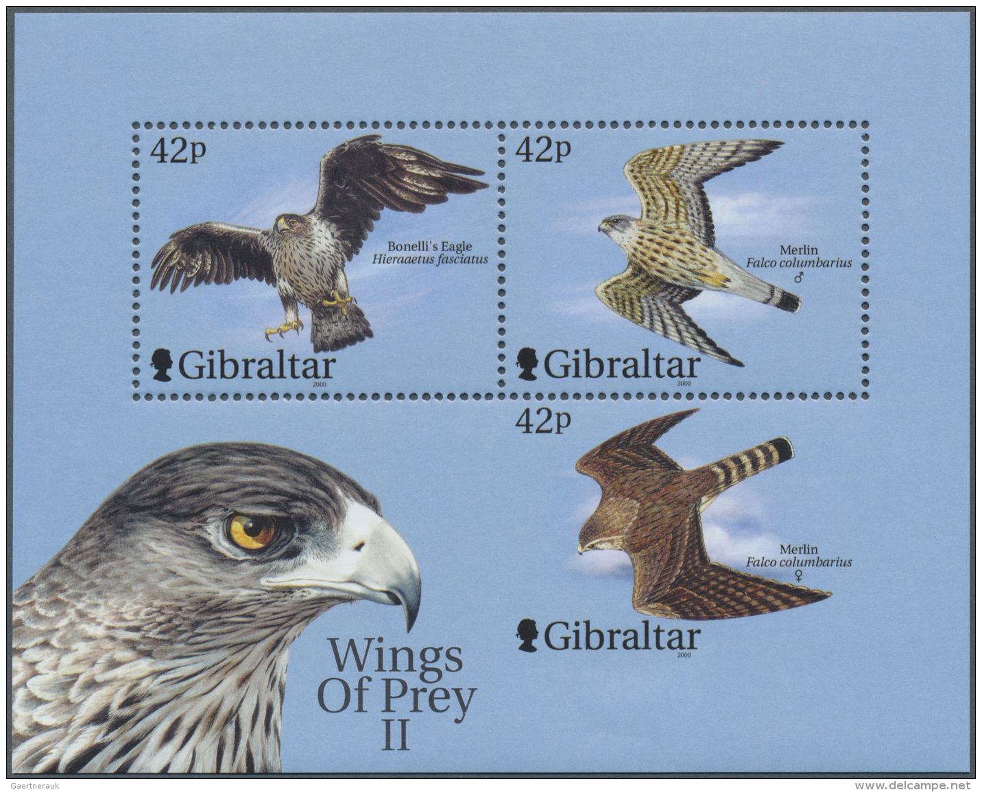 Thematik: Tiere-Greifv&ouml;gel / Animals-birds Of Prey: 2000, Gibraltar, Birds Of Prey, Souvenir Sheet With Missing Per - Arends & Roofvogels