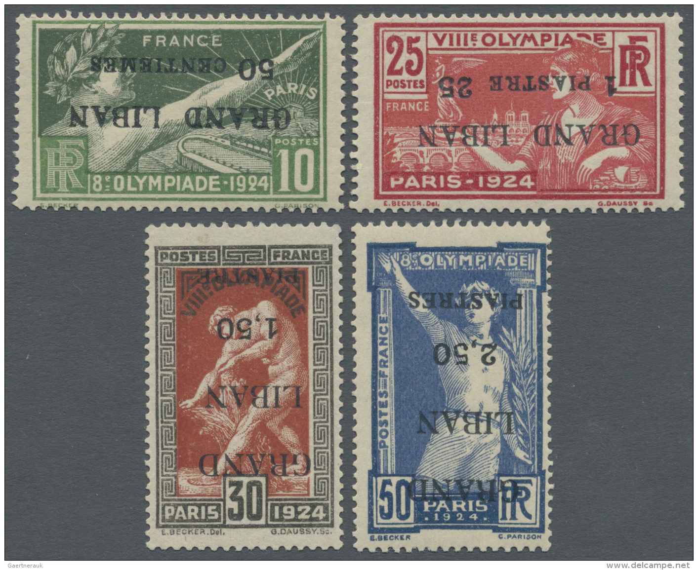 Thematik: Olympische Spiele / Olympic Games: 1924, Lebanon For Olympic Games, Paris. Complete Olympic Set With Inverted - Andere & Zonder Classificatie