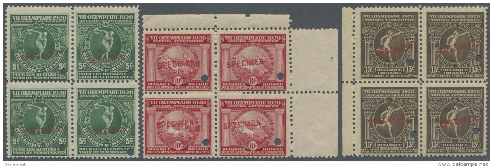 Thematik: Olympische Spiele / Olympic Games: 1920, Belgium, Olympic Games Antwerp, Complete Set As Blocks Of Four With A - Other & Unclassified