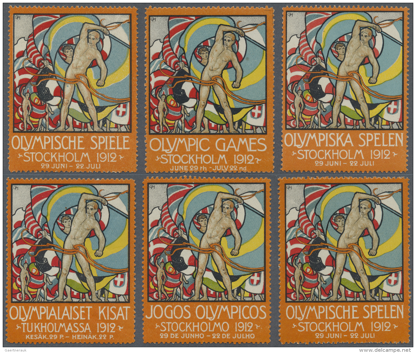 Thematik: Olympische Spiele / Olympic Games: 1912, Sweden For Stockholm. Lot Of 14 (from 16) Various Stockholm Olympic L - Other & Unclassified