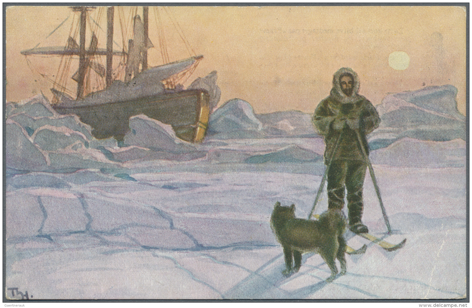 Thematik: Antarktis / Antarctic: 1918, Amundson Polar Picture Card, Five Different Picture Cards, All Used With Fancy Sh - Autres & Non Classés
