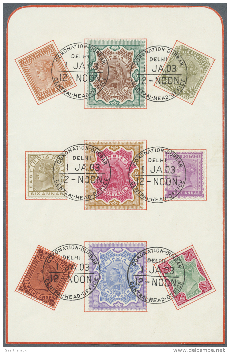 Indien: 1903/1911 Coronation Durbar: Queen Victoria Short Set Of 9 From 3a. To 5r. Tied By The Special "CORONATION DURBA - 1911-35 Roi Georges V