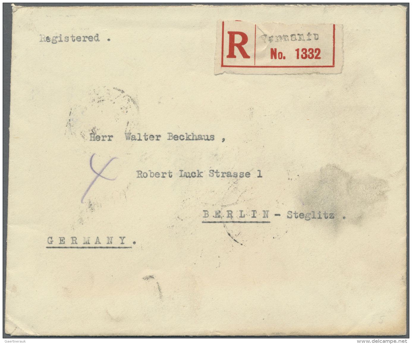 China - Provinzausgaben - Yunnan ( 1926/33): 1927, Registered Letter From YUNNANFU Franked With 4 Cent Junk In Vertical - Yunnan 1927-34