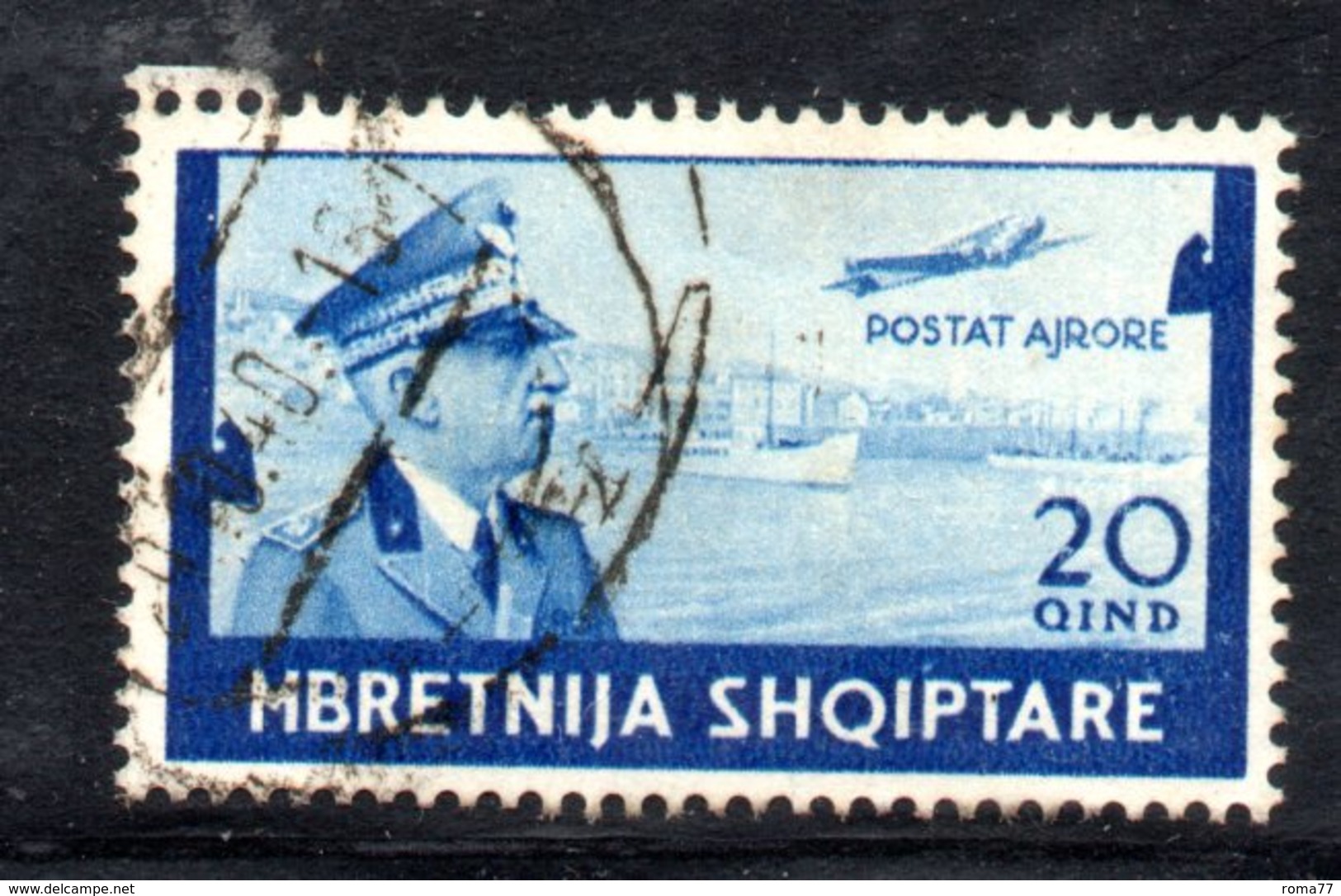 R719 - ALBANIA 1940 , Posta Aerea 20 Q Azzurro N. 7 Usato - Albania