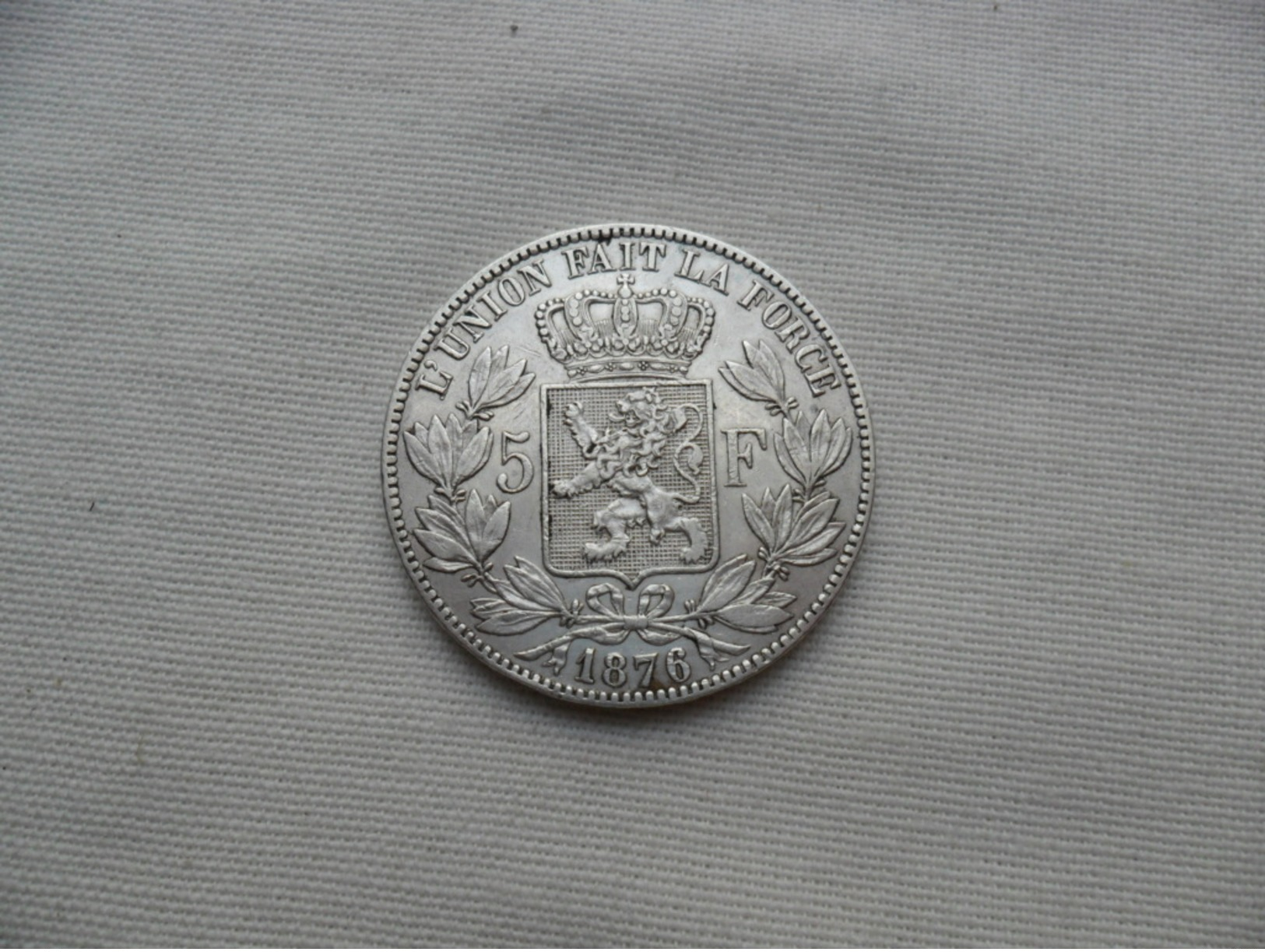 BÉLGICA  5 FRANCOS PLATA 1876   EBC KM#24 - 5 Francs